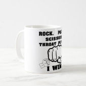 Felsen-Papierschere-Kehle-Durchschlag, den ich Kaffeetasse (Vorderseite Links)