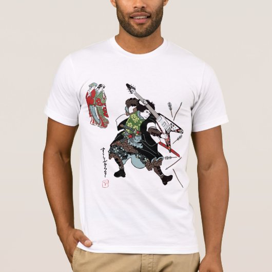 Felsen-Samurai-Gitarren-T-Shirt T-Shirt (Vorderseite)