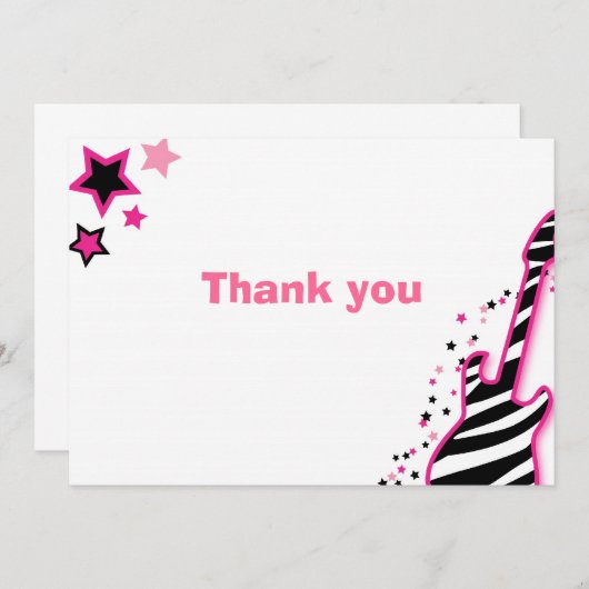 Felsen-Stern-Mädchen-Rosa danken Ihnen Einladung (Vorne/Hinten)