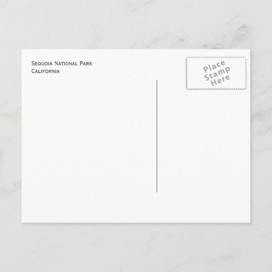 Felsen und Bäume, Sequoia-Nationalpark Postkarte (Rückseite)