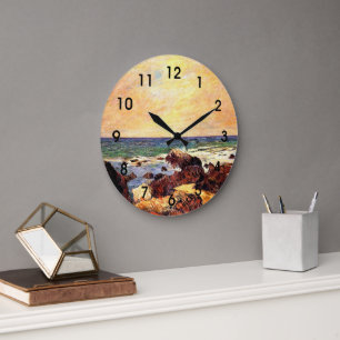 Felsen und Meer von Paul Gauguin Große Wanduhr