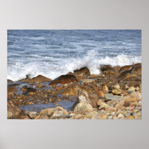 Felsen und Wellen in Rhode Island Poster