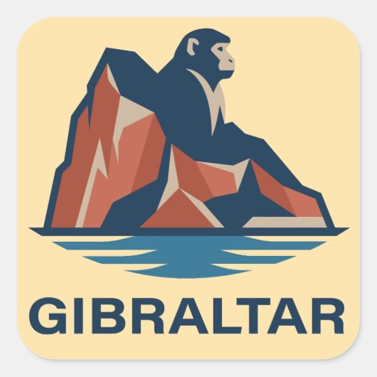 Felsen von Gibraltar Quadratischer Aufkleber (Vorderseite)