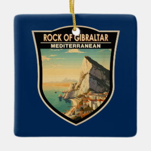 Felsen von Gibraltar Reise Kunst Vintage Keramikornament