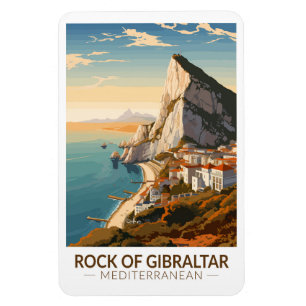 Felsen von Gibraltar Reise Kunst Vintage Magnet