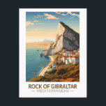 Felsen von Gibraltar Reisen Kunst Vintag Postkarte<br><div class="desc">Felsen von Gibraltar im Stil der Vektorkunst. Der Felsen von Gibraltar ist ein monolithischer Kalksteinvorsprung,  der sich auf der iberischen Halbinsel im britischen Gebiet von Gibraltar,  in der Nähe der südwestlichen Spitze Europas,  befindet.</div>