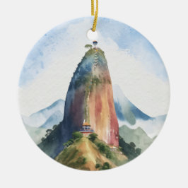 Felsen von Guatape El Penon Kolumbien Wasserfarbe Keramik Ornament