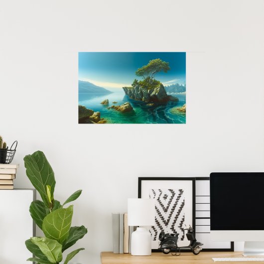 Felseninsel am See Poster (Heimbüro)