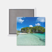 Felseninsel am Strand Magnet (Vorderseite/Rückseite)