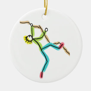 Felsenkletter-Strichmännchen Keramik Ornament