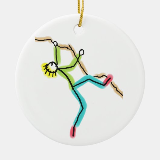 Felsenkletter-Strichmännchen Keramik Ornament (Vorne)