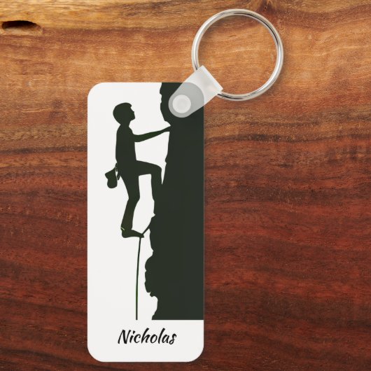 Felsenkletterer Bergsteiger Silhouette Schlüsselanhänger (Rückseite)