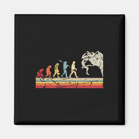 Felsenklettern Menschliche Evolution Vintage Klett Magnet (Vorne)