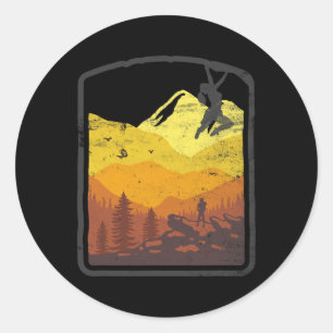 Felsenklettern Outdoor Wandern Vintage Retro Berg Runder Aufkleber