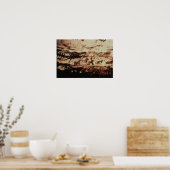 Felsenmalerei einer springenden Kuh Poster (Küche)