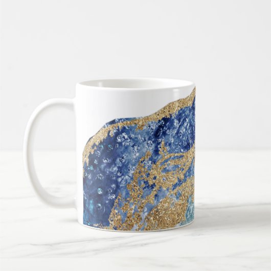 *~* Felsenwatercolor-Achat Geode GoldGlitzer Kaffeetasse (Links)