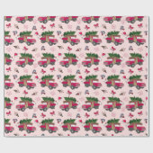 Felsfestivals Weihnachtsroter Lkw und Katze Geschenkpapier (Flach)