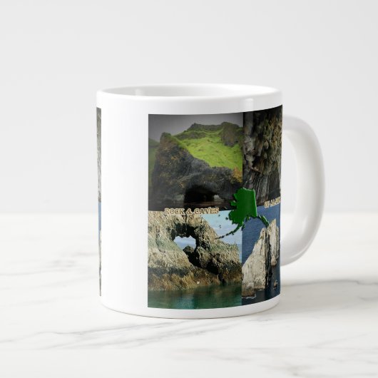Felsformationen und Höhlen in Alaska Collage Jumbo-Tasse (Vorderseite Rechts)