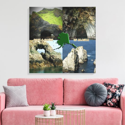 Felsformationen und Höhlen in Alaska Collage Leinwanddruck (Insitu (Wohnzimmer))