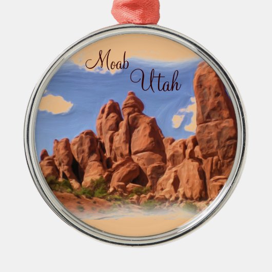Felsformationverzierung Moabs Utah Silbernes Ornament (Vorne)