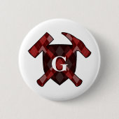 Felshammerschein- Rotes Argyle-Monogramm Button (Vorderseite)