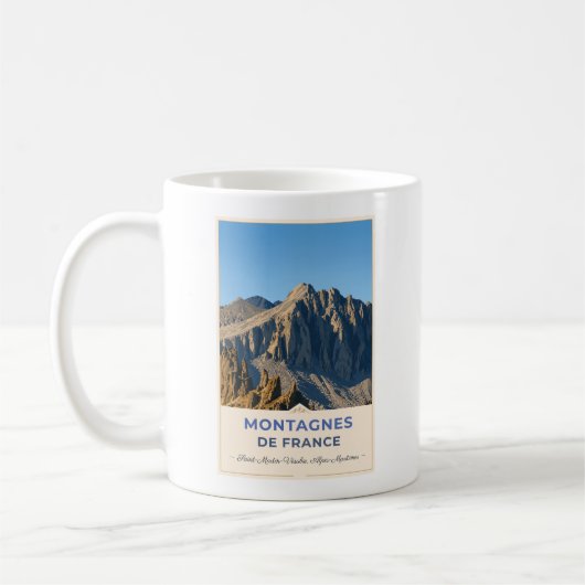 Felsige Gipfel der französischen Alpen Kaffeetasse (Links)