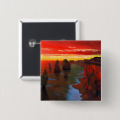 Felsige Küste am Sonnenuntergang Button (Vorne & Hinten)