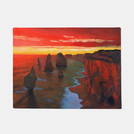 Felsige Küste am Sonnenuntergang Fußmatte (Vorderseite)