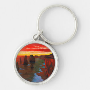 Felsige Küste am Sonnenuntergang Schlüsselanhänger
