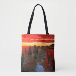 Felsige Küste am Sonnenuntergang Tasche