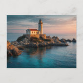 Felsige Küstenlandschaft mit Leuchtturm Postkarte (Vorderseite)