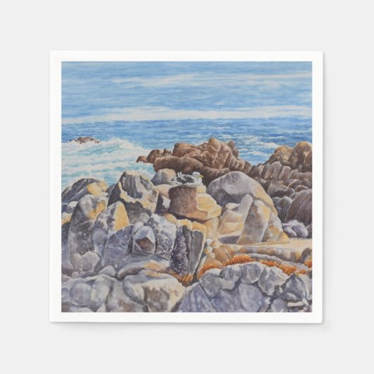Felsige Küstenlinie von Monterey Serviette (Vorderseite)