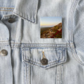 Felsiger Abhang, rote Blumen, Acadia-Nationalpark Button (Beispiel)