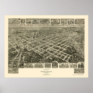 Felsiger Berg, panoramische Karte NC - 1907 Poster