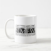 Felsiger GebirgsFiktions-Verfasser-Logo-Abnutzung Kaffeetasse (Links)