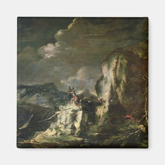 Felslandschaft mit einem Huntsman und Kriegern (Öl Magnet (Vorne)