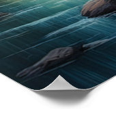 Felsvorsprung und Herbstwald unter Sonnenuntergang Poster (Ecke)