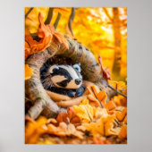 Felt Badger im Herbstwald Poster (Vorne)