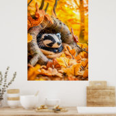 Felt Badger im Herbstwald Poster (Küche)