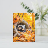 Felt Badger im Herbstwald Postkarte (Stehend Vorderseite)