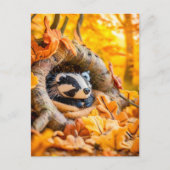 Felt Badger im Herbstwald Postkarte (Vorderseite)