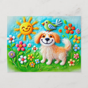 Felt Dog genießen Sommersonne Postkarte