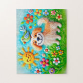 Felt Dog genießen Sommersonne Puzzle (Vertikal)