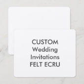 FELT ECRU 110lb 5,5" x 4,25" Einladungen für Hochz (Vorne/Hinten)