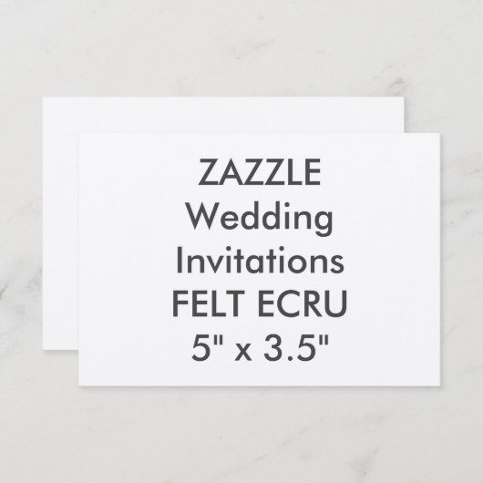 FELT ECRU 110lb 5" x 3,5" Einladungen für Hochzeit (Vorne/Hinten)