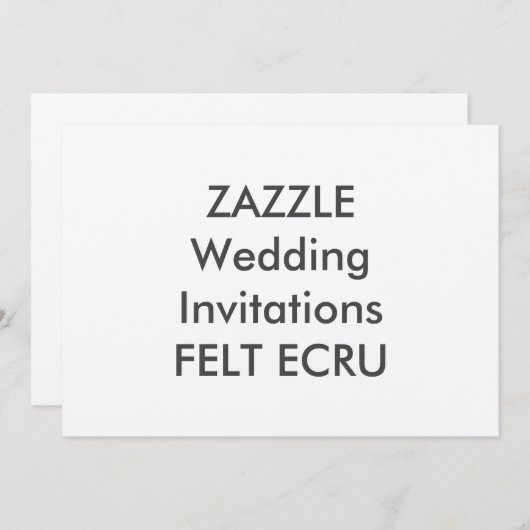 FELT ECRU 7" x 5" Einladungen für Hochzeiten (Vorne/Hinten)