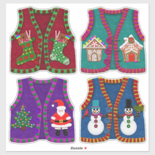 Felt Look Adorge Weihnachts Tacky Vests Aufkleber