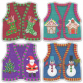 Felt Look Adorge Weihnachts Tacky Vests Aufkleber (Vorderseite)