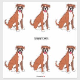 Felt Look Boxer Hunde sechs auf einem Blatt Aufkleber