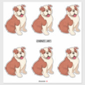 Felt Look Bull Hunde sechs auf einem Blatt Aufkleber (Blatt)